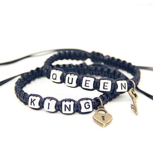 COUPLE LOCK CHARM ROPE BRACELETS JEWELRY